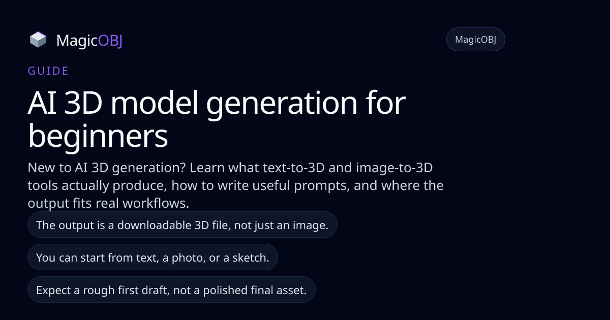 AI 3D Model Generator for Beginners: What to Expect | MagicOBJ